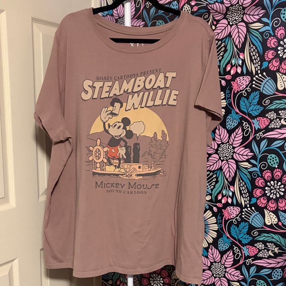 Disney Mauve Steamboat Willie Short Sleeve Tee